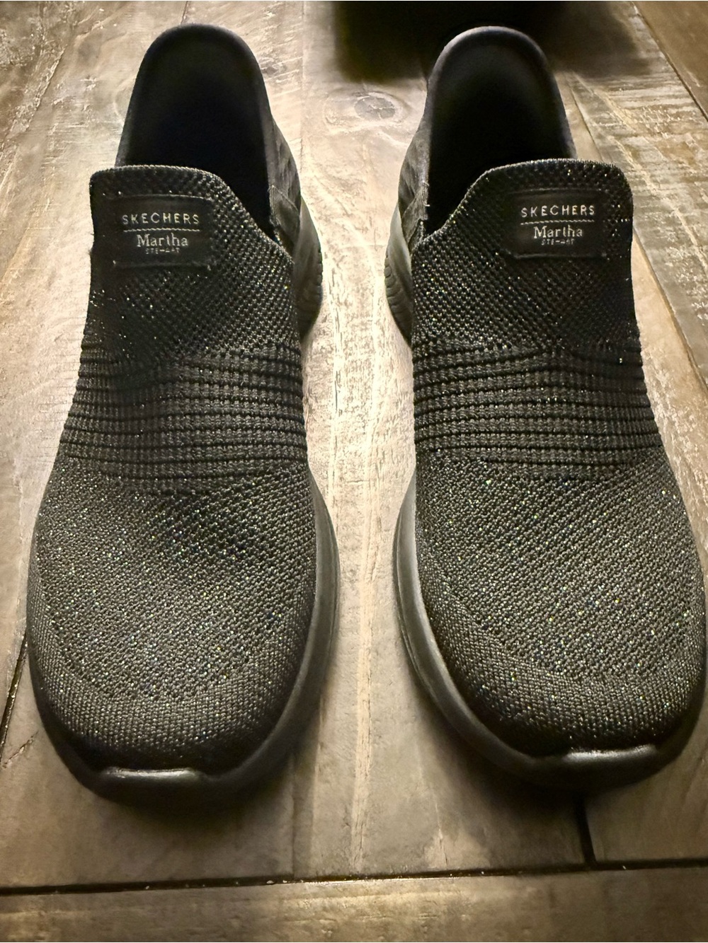 Skechers Martha Slip-On Knit Sneakers in Black